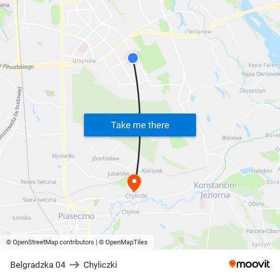 Belgradzka to Chyliczki map