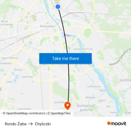 Rondo Żaba to Chyliczki map