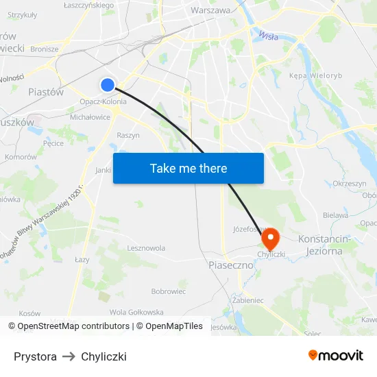Prystora to Chyliczki map