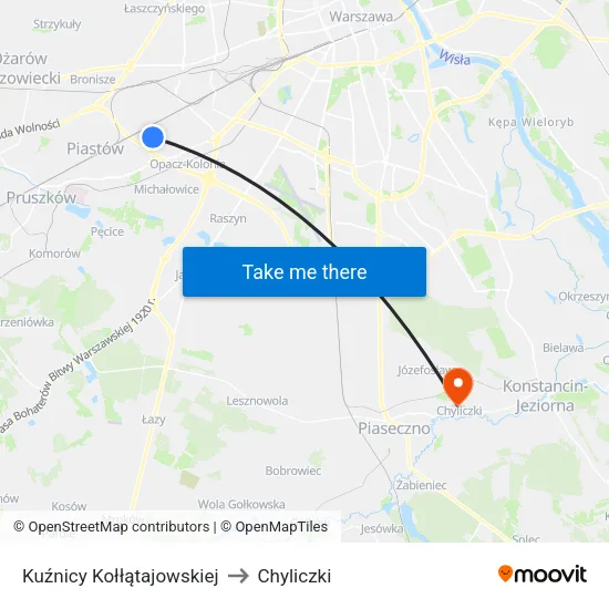 Kuźnicy Kołłątajowskiej to Chyliczki map