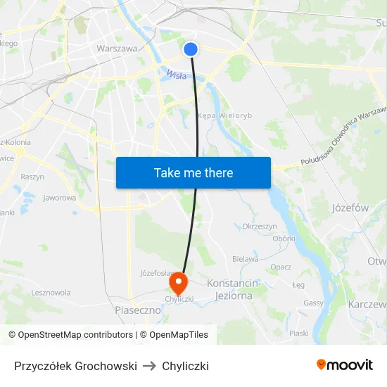 Przyczółek Grochowski to Chyliczki map