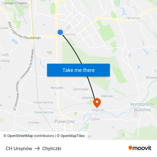 CH Ursynów to Chyliczki map