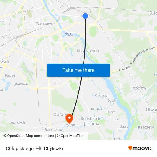 Chłopickiego to Chyliczki map