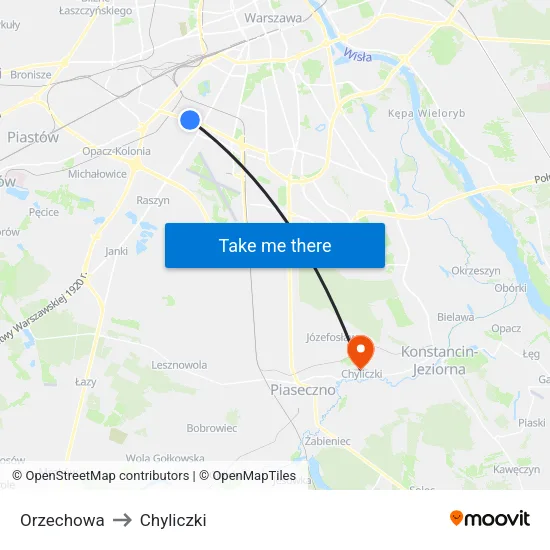 Orzechowa to Chyliczki map