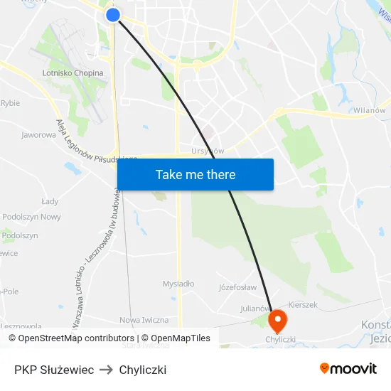PKP Służewiec to Chyliczki map