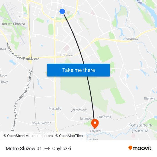 Metro Służew 01 to Chyliczki map
