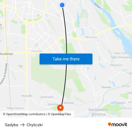 Sadyba to Chyliczki map
