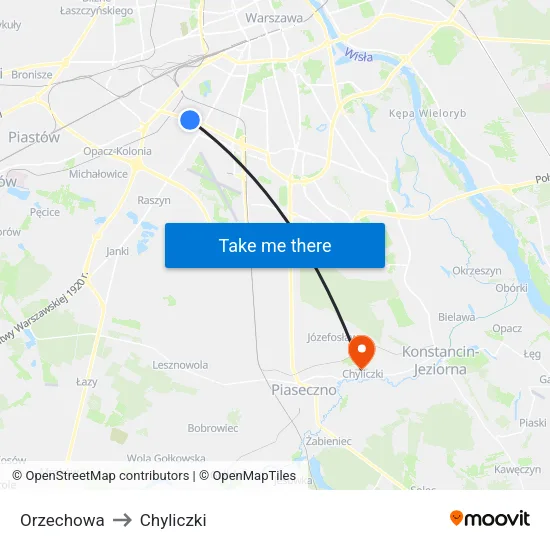 Orzechowa to Chyliczki map
