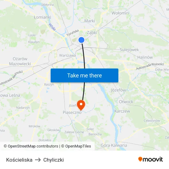 Kościeliska to Chyliczki map