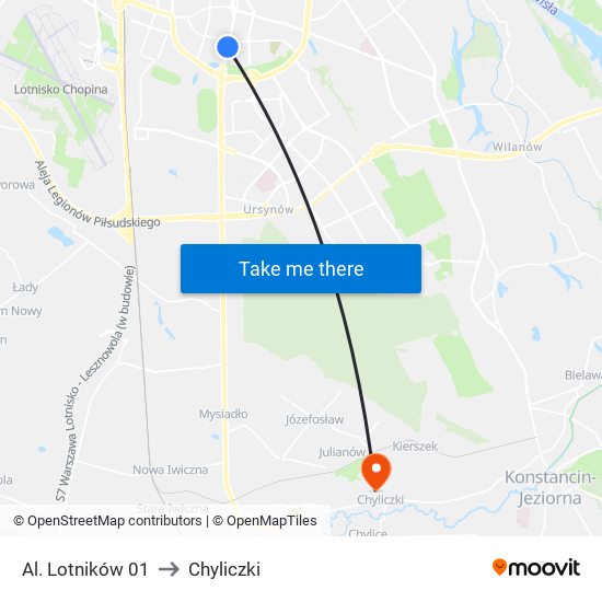 Al. Lotników 01 to Chyliczki map