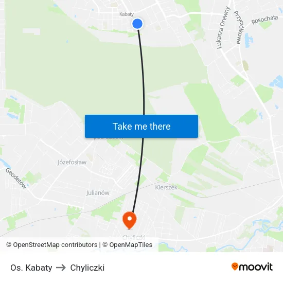Os. Kabaty to Chyliczki map