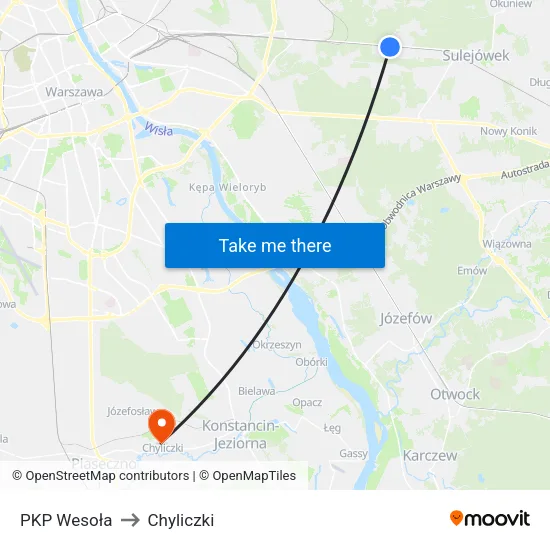 PKP Wesoła to Chyliczki map