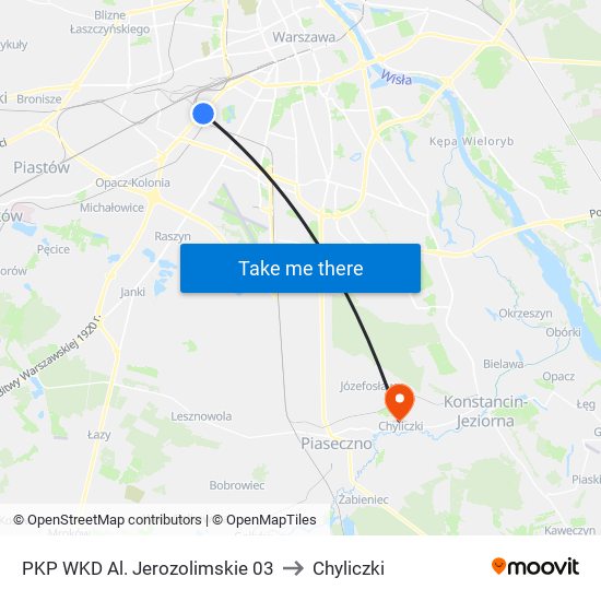 PKP WKD Al. Jerozolimskie 03 to Chyliczki map
