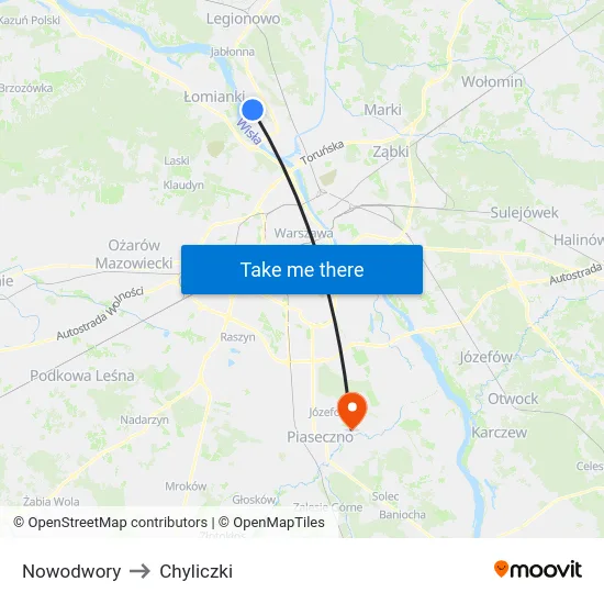 Nowodwory to Chyliczki map