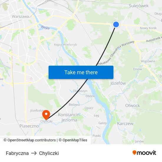 Fabryczna to Chyliczki map