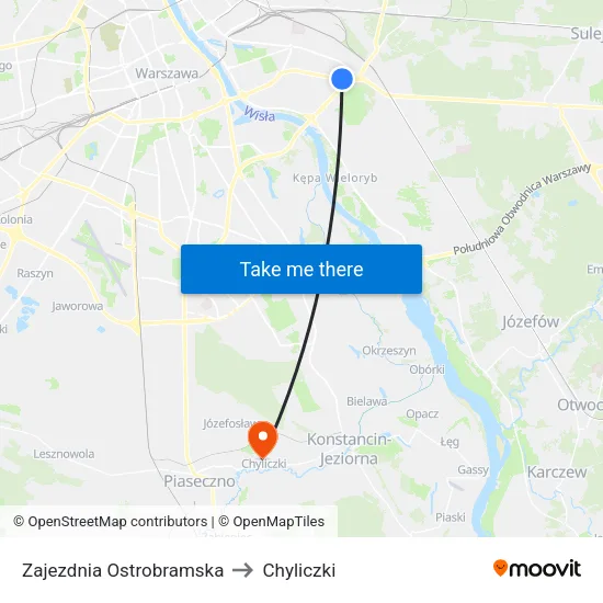 Zajezdnia Ostrobramska to Chyliczki map