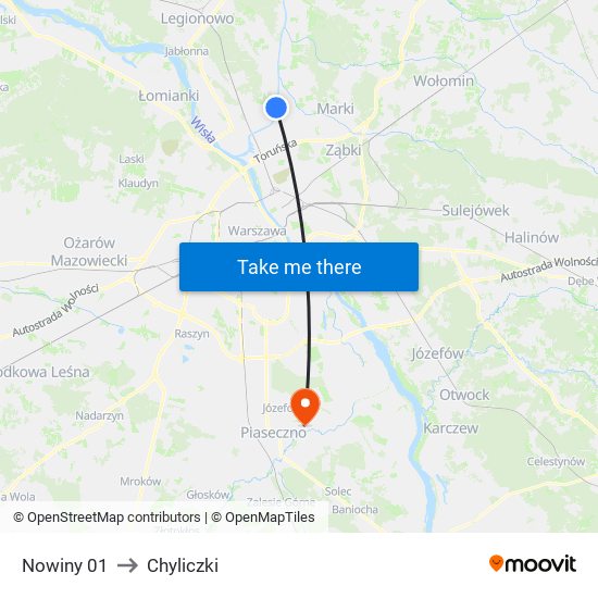 Nowiny 01 to Chyliczki map