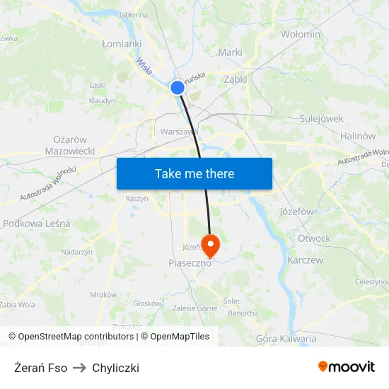 Żerań Fso to Chyliczki map