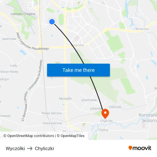 Wyczółki to Chyliczki map