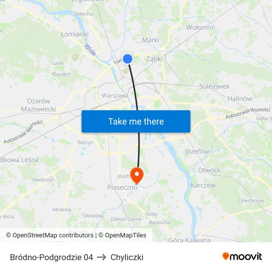 Bródno-Podgrodzie to Chyliczki map