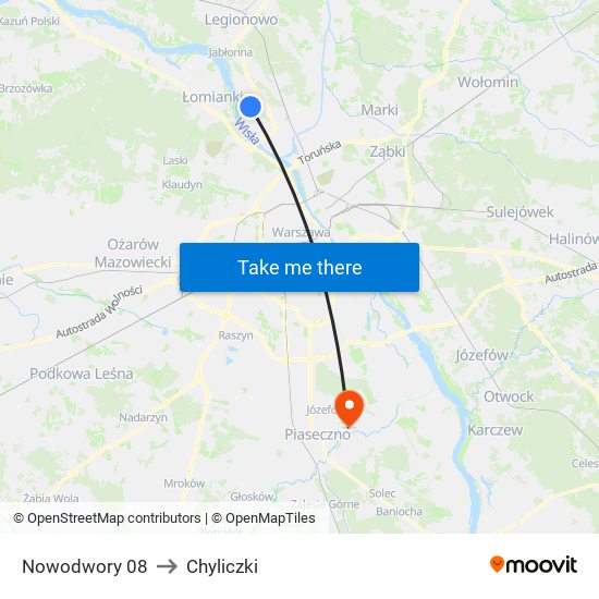 Nowodwory to Chyliczki map