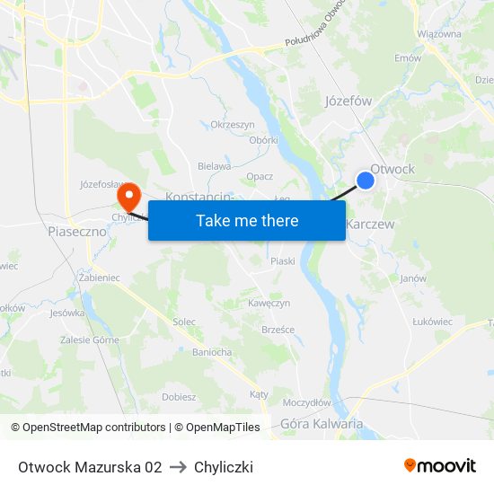 Otwock Mazurska 02 to Chyliczki map