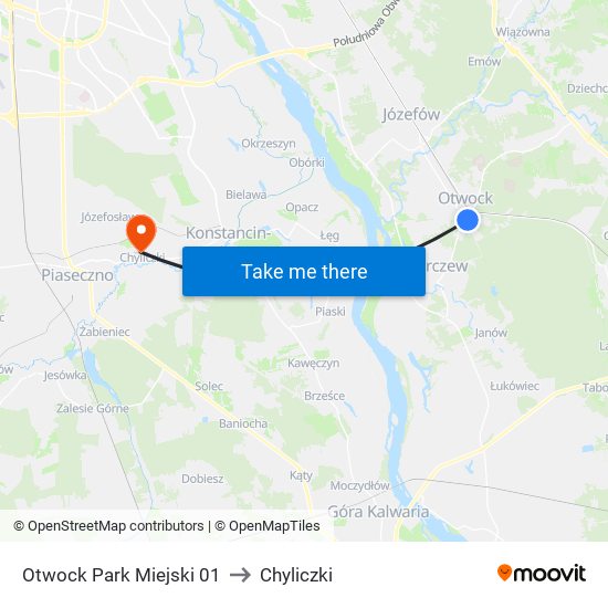 Otwock Park Miejski to Chyliczki map