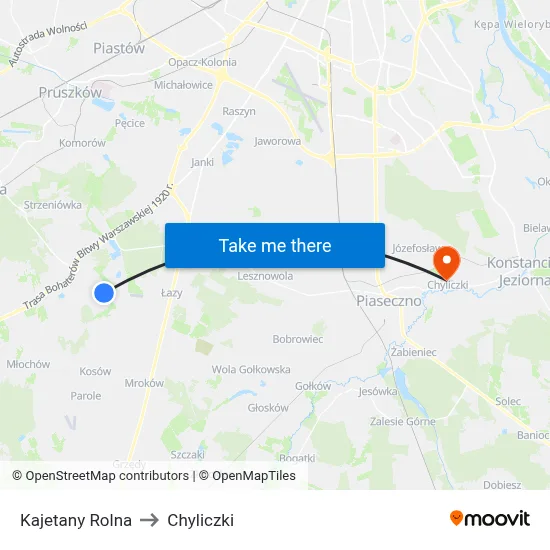 Kajetany Rolna to Chyliczki map
