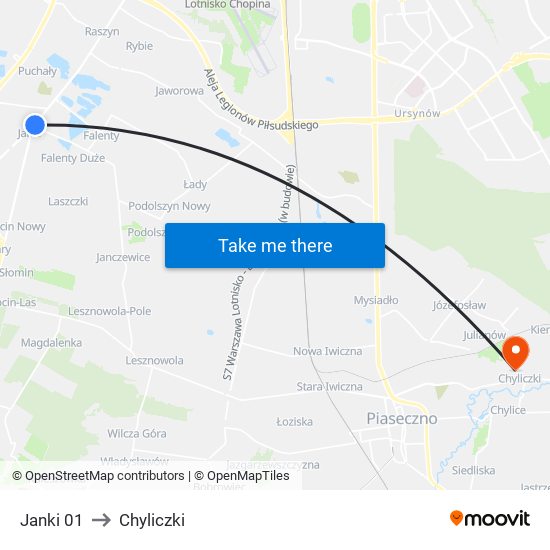 Janki 01 to Chyliczki map