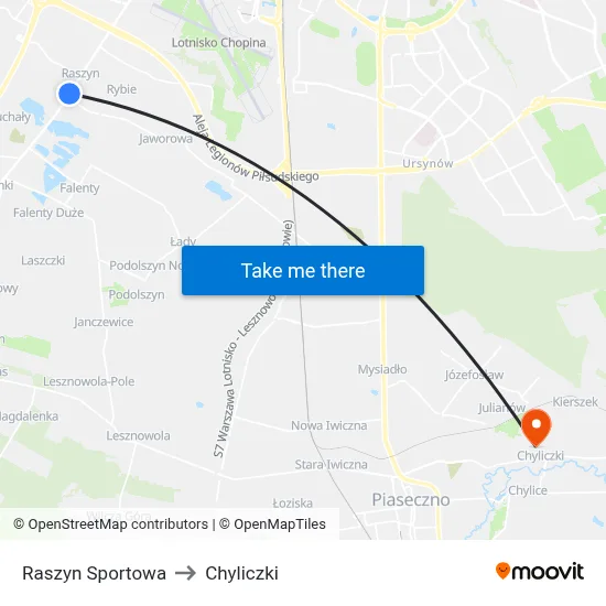 Raszyn Sportowa to Chyliczki map