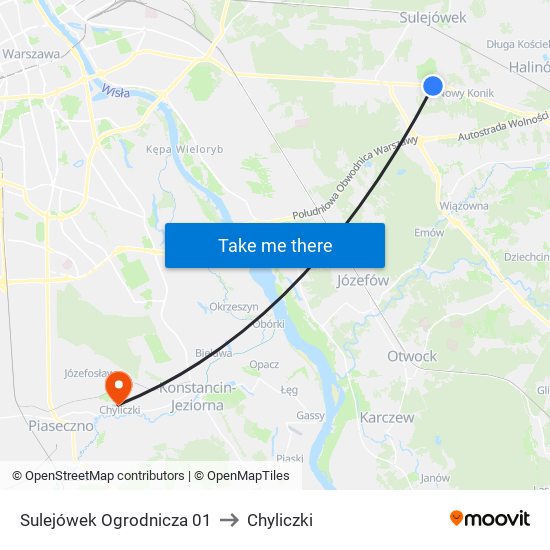 Sulejówek Ogrodnicza 01 to Chyliczki map