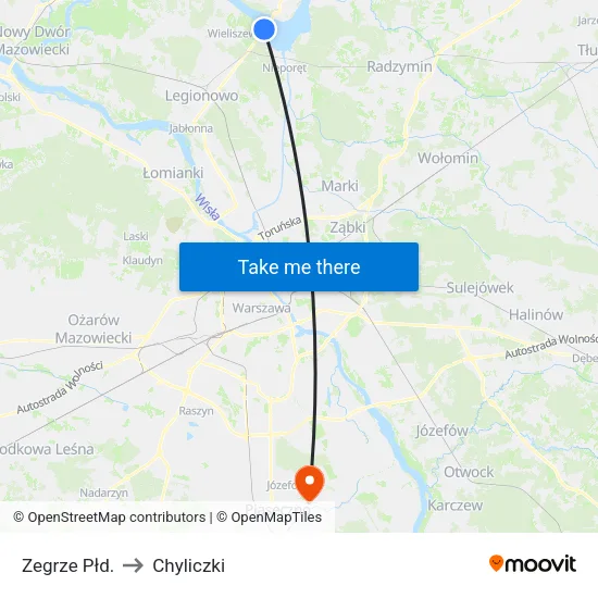 Zegrze Płd. to Chyliczki map
