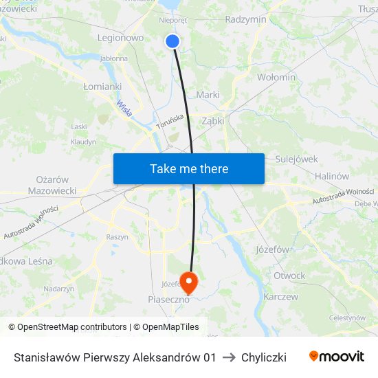 Stanisławów Pierwszy Aleksandrów to Chyliczki map