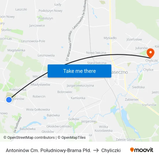 Antoninów Cm. Południowy - Brama Płd. to Chyliczki map