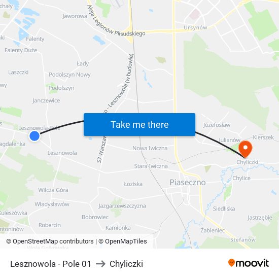 Lesznowola - Pole 01 to Chyliczki map