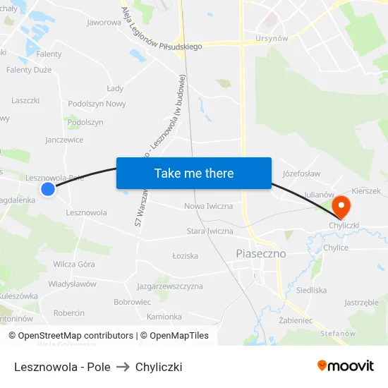 Lesznowola - Pole to Chyliczki map