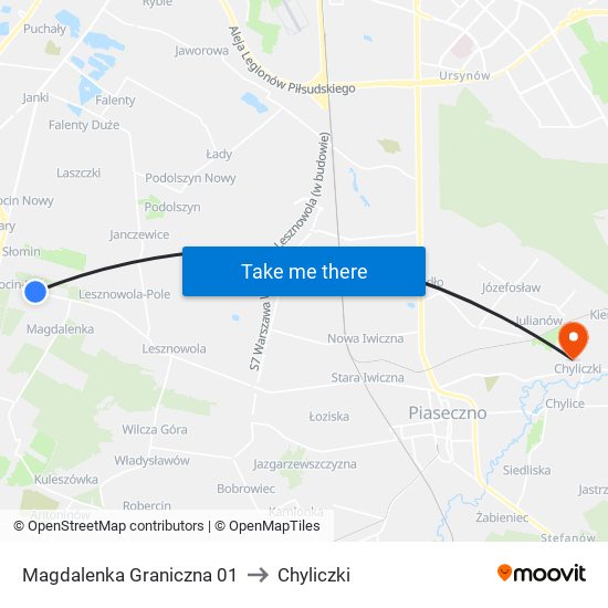 Magdalenka Graniczna 01 to Chyliczki map