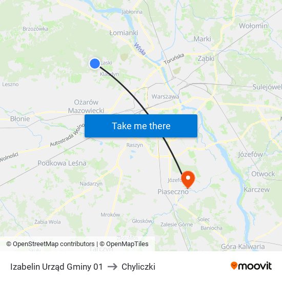 Izabelin Urząd Gminy 01 to Chyliczki map