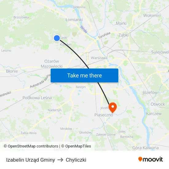 Izabelin Urząd Gminy to Chyliczki map