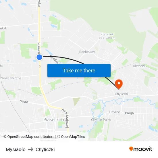 Mysiadło to Chyliczki map