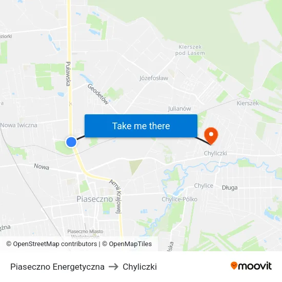 Piaseczno Energetyczna to Chyliczki map