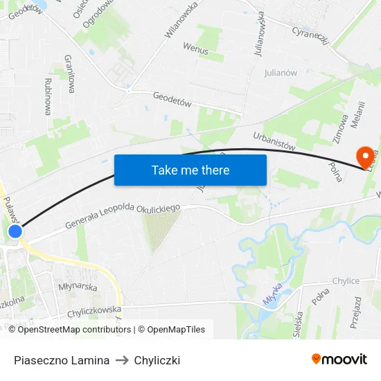 Piaseczno Lamina to Chyliczki map