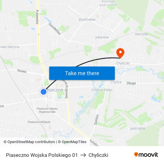 Piaseczno Wojska Polskiego 01 to Chyliczki map