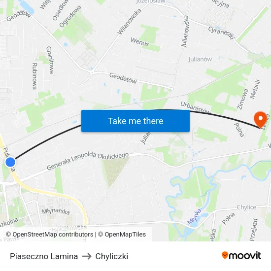 Piaseczno Lamina to Chyliczki map