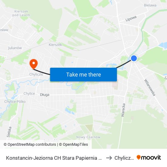 Konstancin-Jeziorna CH Stara Papiernia to Chyliczki map