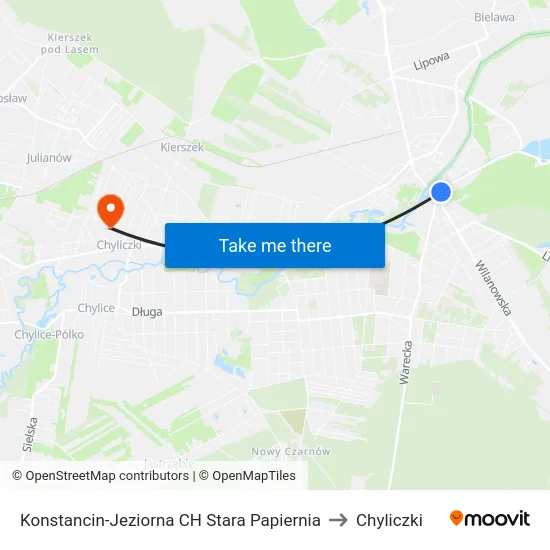 Konstancin-Jeziorna CH Stara Papiernia to Chyliczki map
