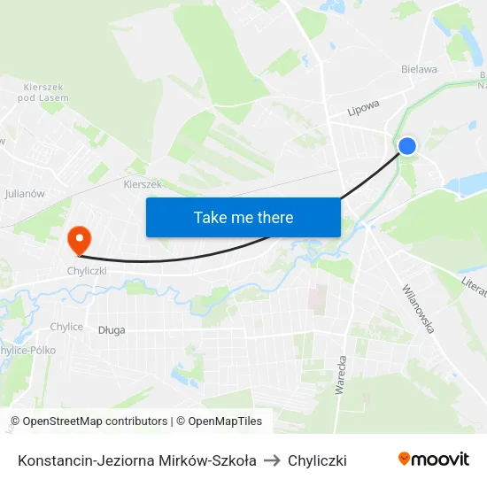 Konstancin-Jeziorna Mirków - Szkoła to Chyliczki map