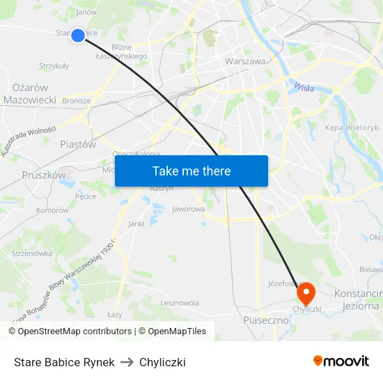 Stare Babice Rynek to Chyliczki map