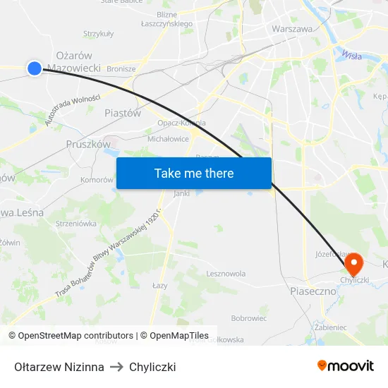 Ołtarzew Nizinna to Chyliczki map