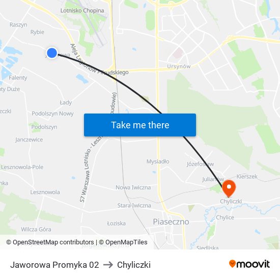 Jaworowa Promyka 02 to Chyliczki map